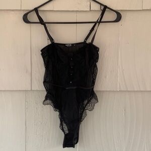 Nasty Gal Black Lace Onsie Lingerie